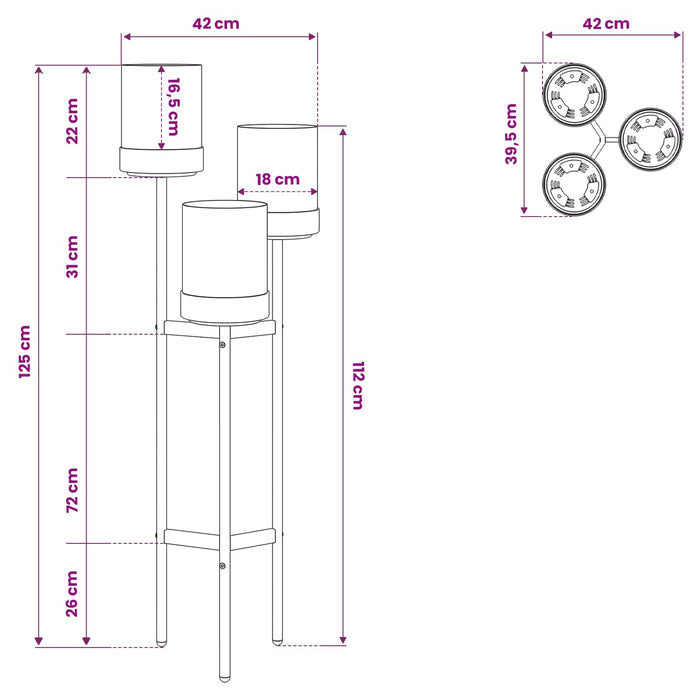 Suport pentru flori Alb 42 x 39,5 x 125 cm - WALTI WALTI