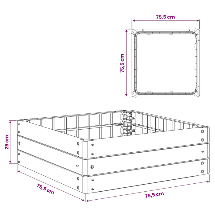 Pat ridicat Negru 75,5 x 75,5 x 25 cm PP - WALTI WALTI