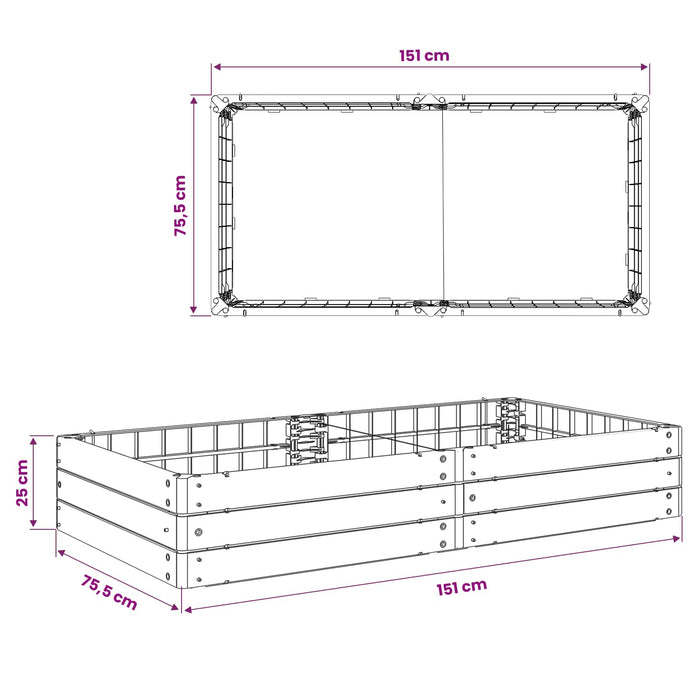 Pat ridicat Negru 151 x 75,5 x 25 cm PP - WALTI WALTI