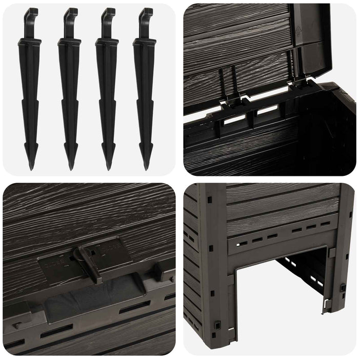 Compostor de grădină Negru 59,5 x 60 x 81,5 cm 280 l 100% PP - WALTI WALTI