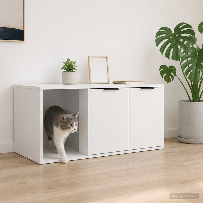 Mobilier pentru pisici Alb 100 x 49 x 45 cm Lemn prelucrat WALTI