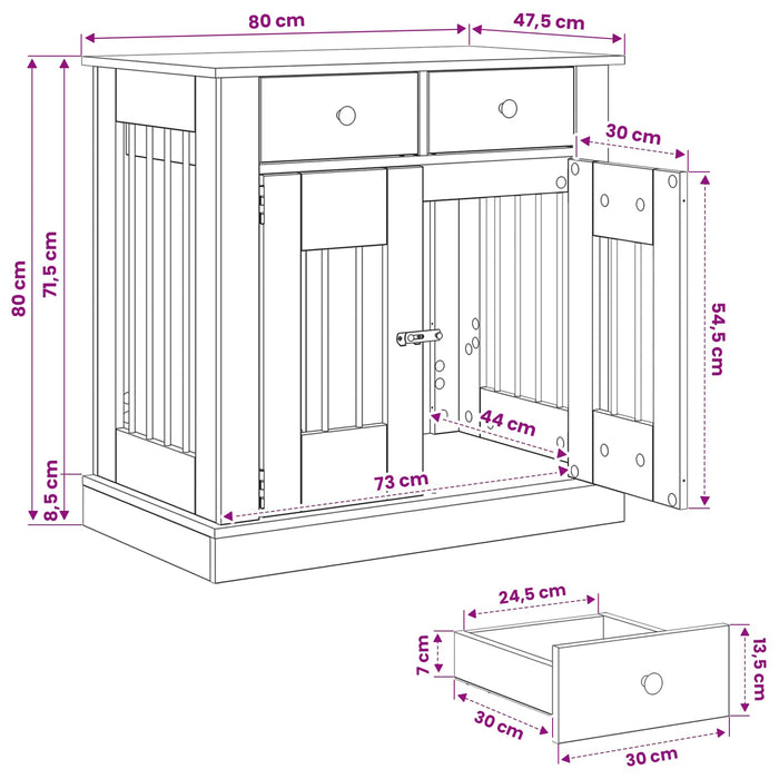 Mobilă pentru cușcă de câine Stejar Negru 80 x 47,5 x 80 cm WALTI