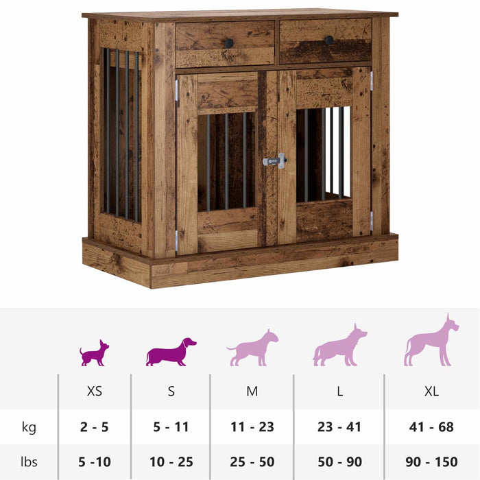Mobilă pentru cușcă de câine Lemn vechi 90 x 47,5 x 80 cm WALTI