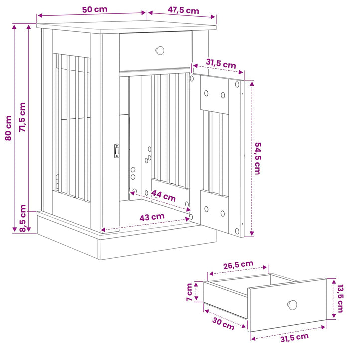 Mobilă pentru cușcă de câine Stejar Sonoma 50 x 47,5 x 80 cm WALTI
