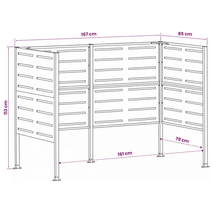 Ecran pentru coș de gunoi 167 x 85 x 113 cm Oțel Negru WALTI