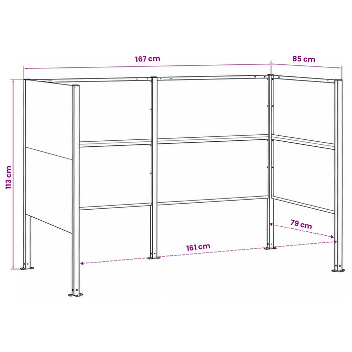 Ecran pentru coș de gunoi 167 x 85 x 113 cm Oțel Antracit WALTI