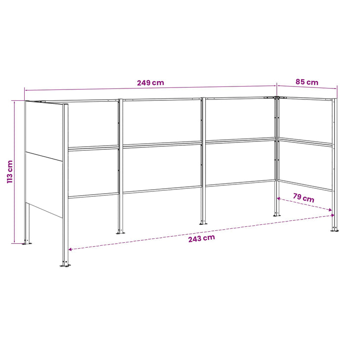 Ecran pentru coș de gunoi 249 x 85 x 113 cm Oţel inoxidabil WALTI