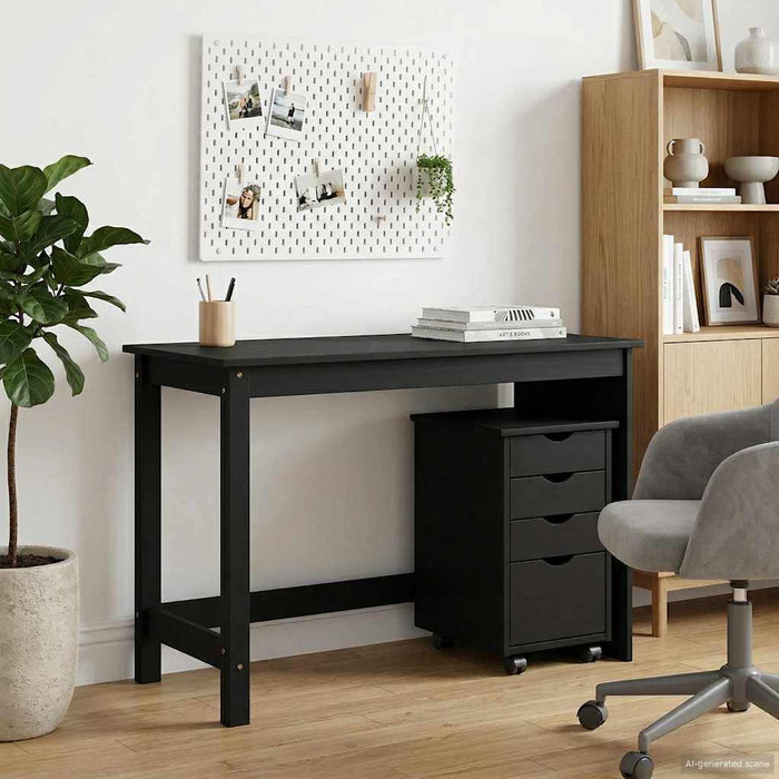 Set birou și cabinet 2 buc. Negru Lemn masiv de pin WALTI