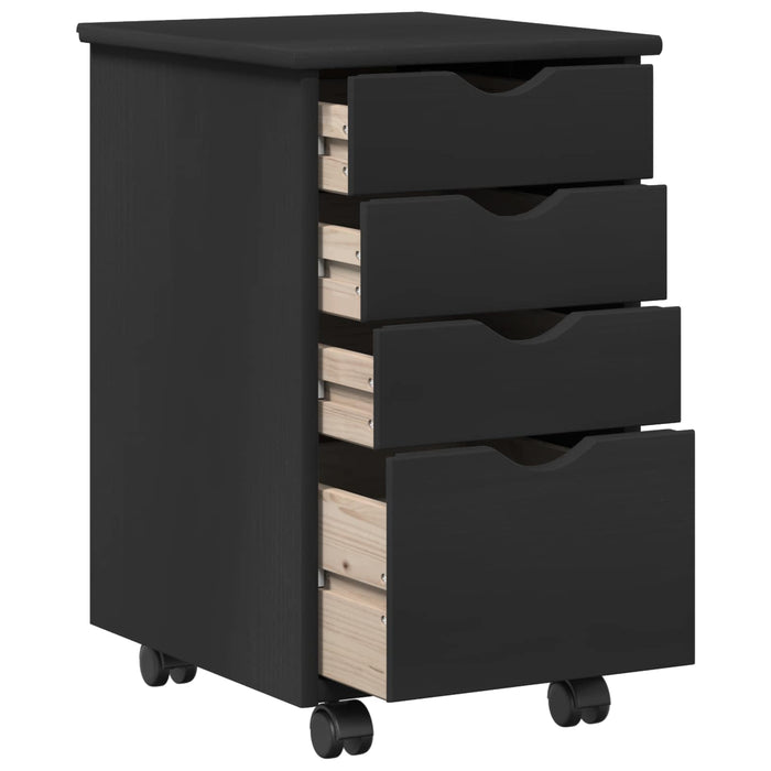 Set birou și cabinet 2 buc. Negru Lemn masiv de pin WALTI