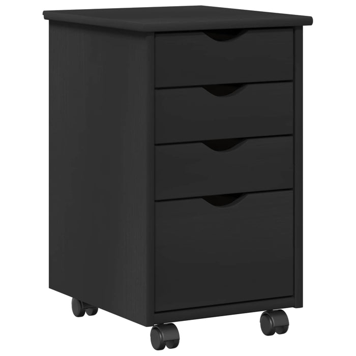Set birou și cabinet 2 buc. Negru Lemn masiv de pin WALTI