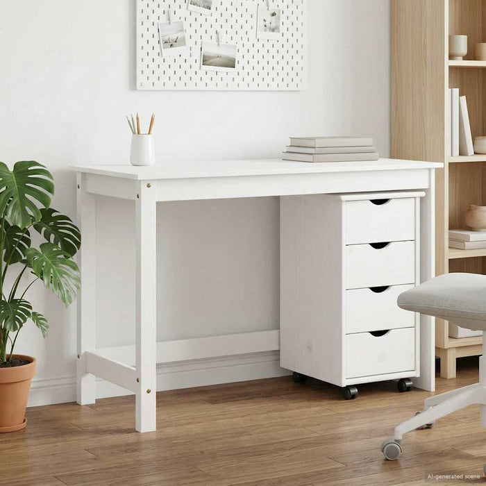 Set birou și cabinet 2 buc. Alb Lemn masiv de pin WALTI