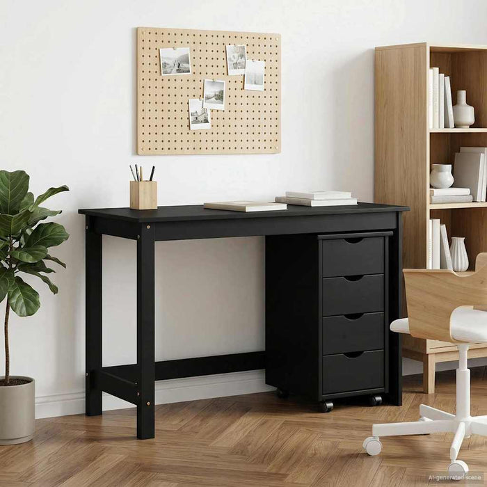Set birou și cabinet 2 buc. Negru Lemn masiv de pin WALTI