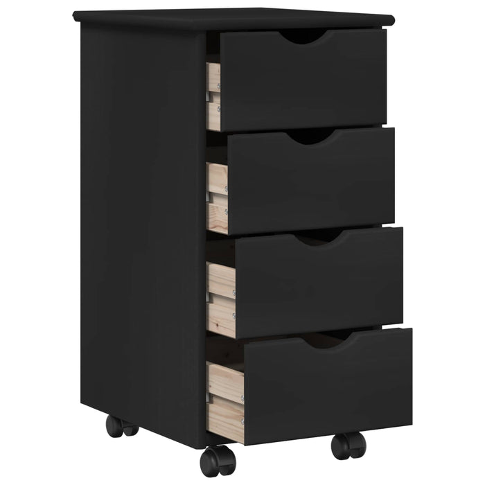 Set birou și cabinet 2 buc. Negru Lemn masiv de pin WALTI