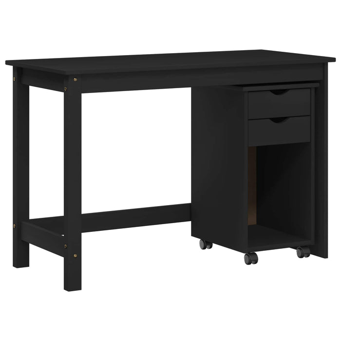 Set birou și cabinet 2 buc. Negru Lemn masiv de pin WALTI