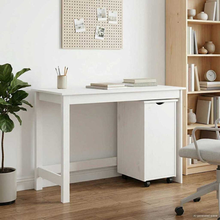 Set birou și cabinet 2 buc. Alb Lemn masiv de pin WALTI