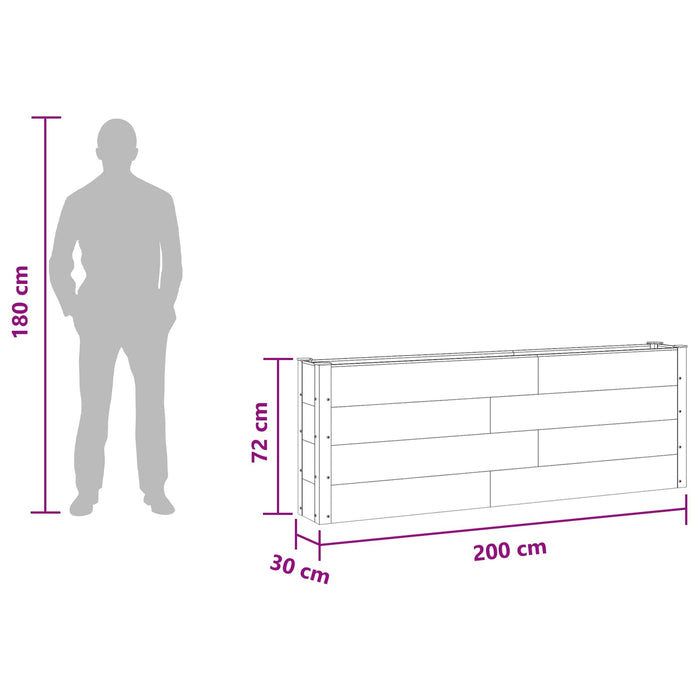 Strat înălțat de grădină Negru 200 x 30 x 72 cm WPC și Aluminiu WALTI