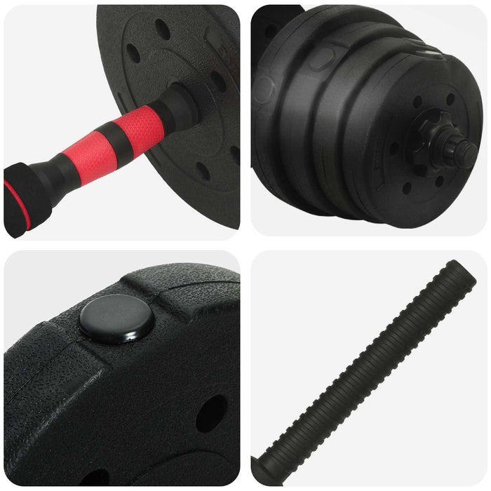 Set de Haltere 2 în 1 40kg Negru și roșu - WALTI WALTI