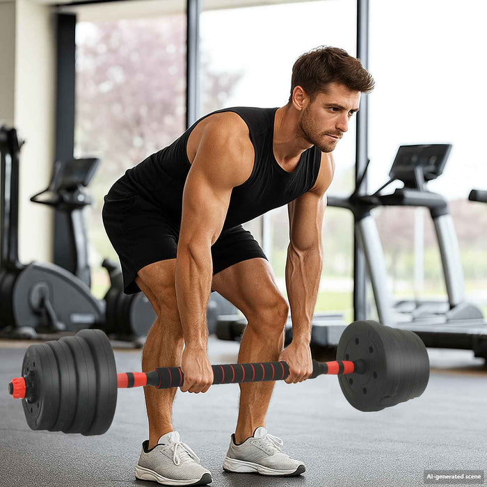 Set de Haltere 2 în 1 40kg Negru și roșu - WALTI WALTI
