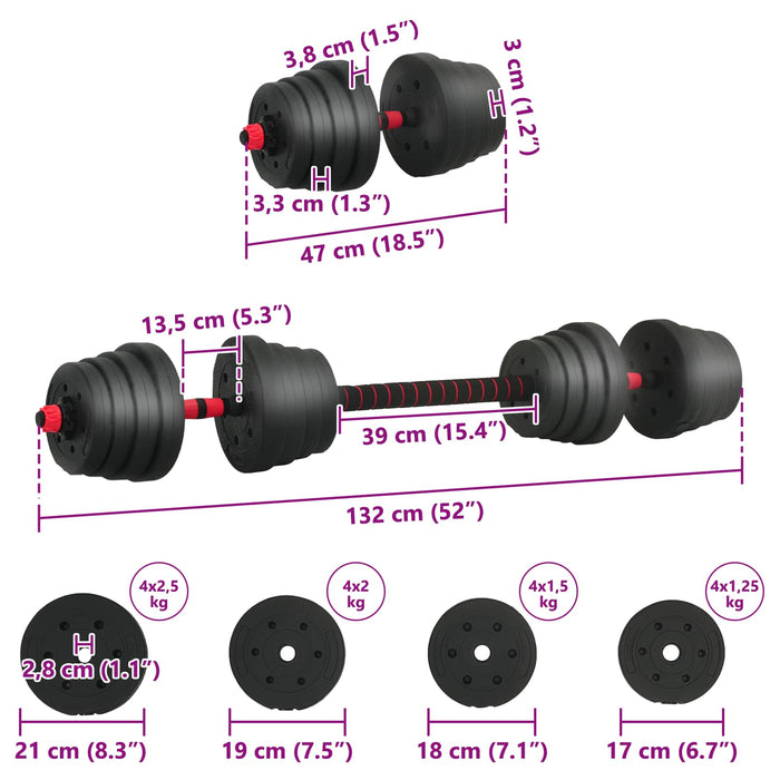 Set de Haltere 2 în 1 40kg Negru și roșu - WALTI WALTI