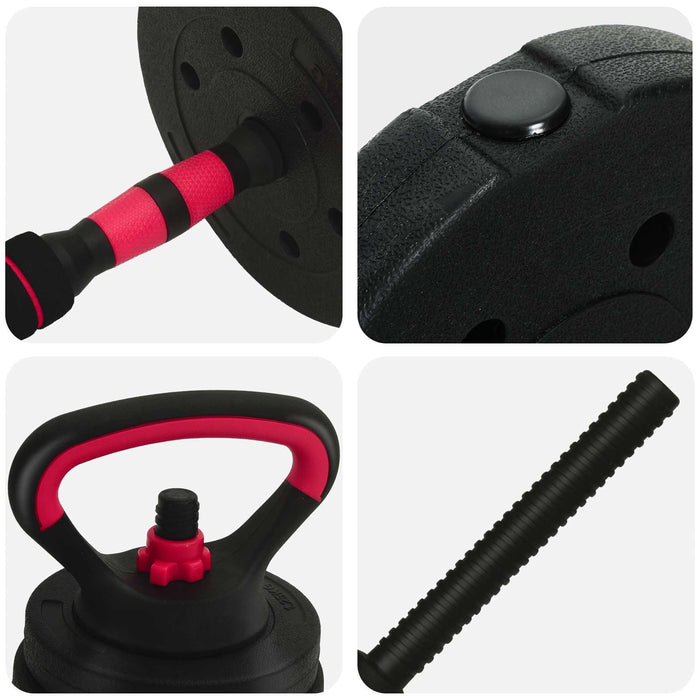 Set de Haltere 4 în 1 40kg Negru și roșu - WALTI WALTI