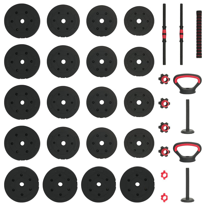 Set de Haltere 4 în 1 40kg Negru și roșu - WALTI WALTI