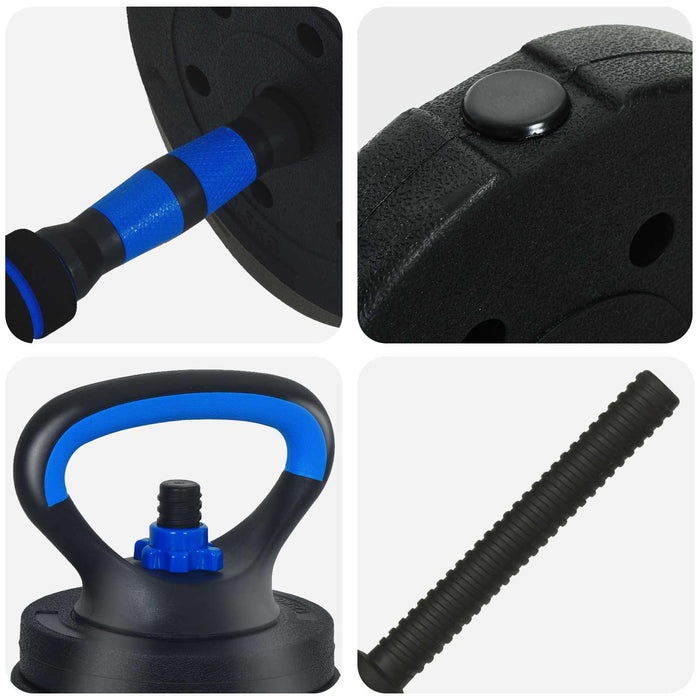 Set de Haltere 4 în 1 40kg Negru și Albastru - WALTI WALTI