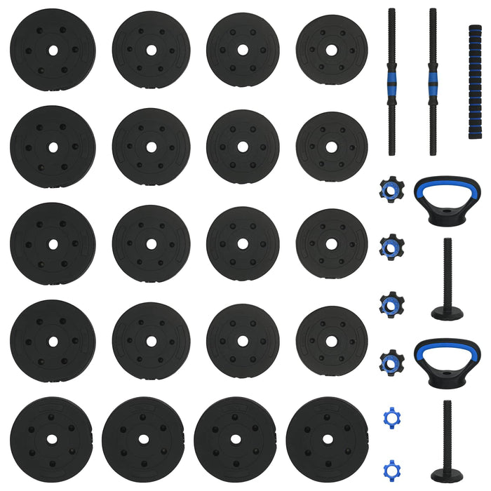Set de Haltere 4 în 1 40kg Negru și Albastru - WALTI WALTI