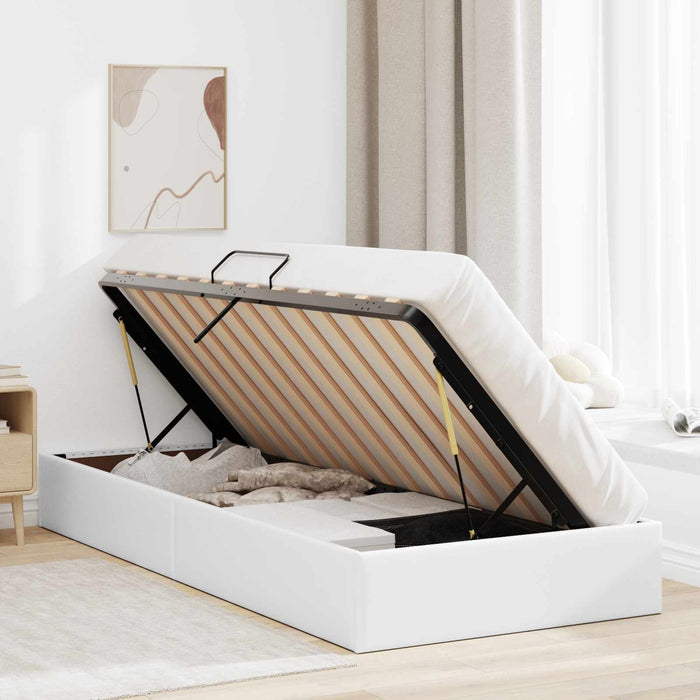 Cadru de pat otoman Alb pur 90 x 200 cm Piele artificială WALTI