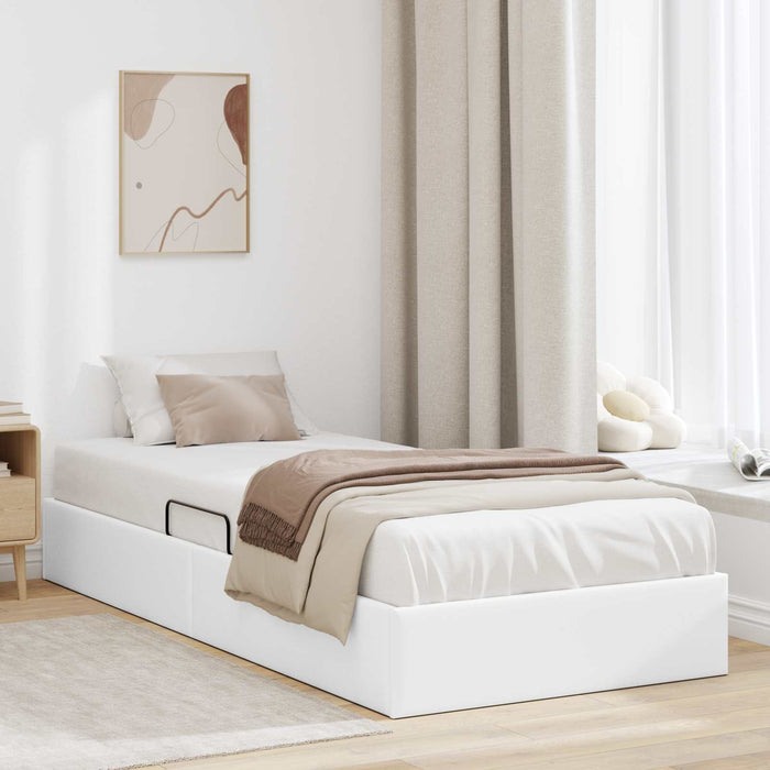 Cadru de pat otoman Alb pur 100 x 200 cm Piele artificială WALTI