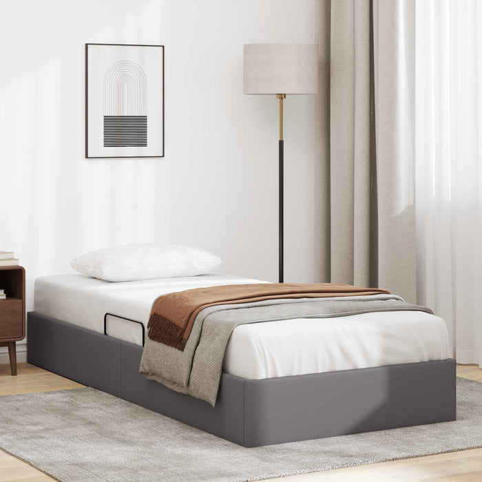 Cadru de pat otoman Gri 100 x 200 cm Piele artificială WALTI