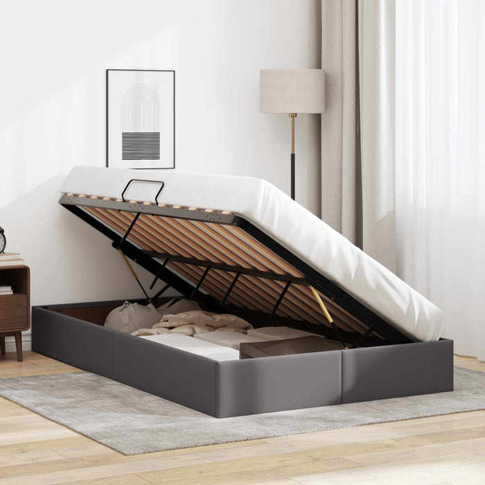 Cadru de pat otoman Gri 120 x 190 cm Piele artificială WALTI