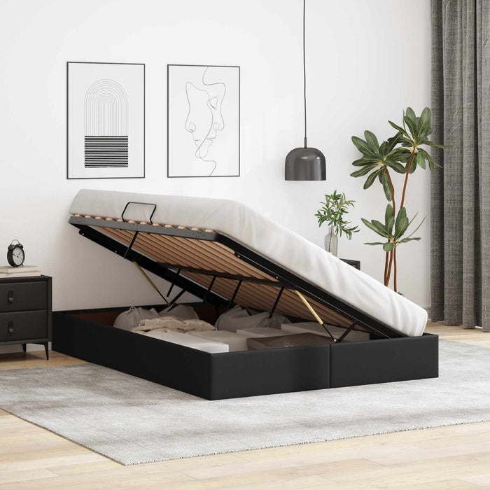 Cadru de pat otoman Negru 140 x 190 cm Piele artificială WALTI