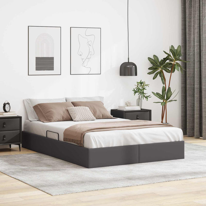 Cadru de pat otoman Gri 140 x 190 cm Piele artificială WALTI