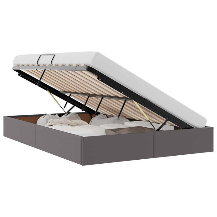 Cadru de pat otoman Gri 140 x 190 cm Piele artificială WALTI