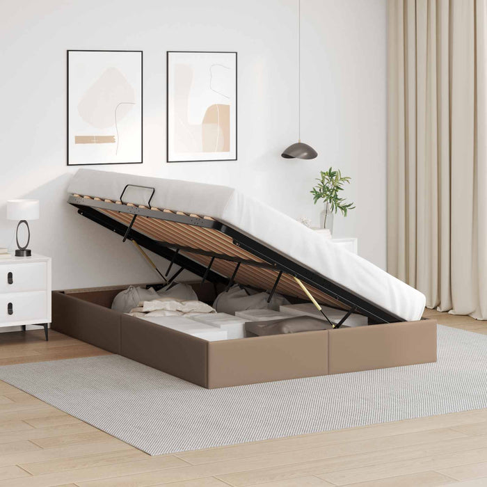 Cadru de pat otoman Cappuccino 140 x 190 cm Piele artificială WALTI