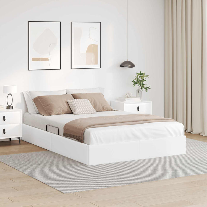 Cadru de pat otoman Alb pur 140 x 200 cm Piele artificială WALTI
