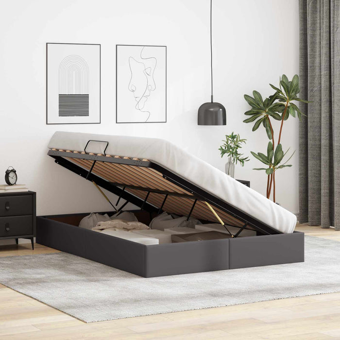 Cadru de pat otoman Gri 140 x 200 cm Piele artificială WALTI