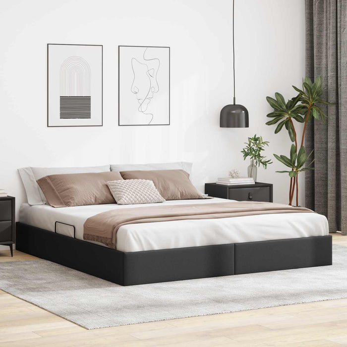 Cadru de pat otoman Negru 180 x 200 cm Piele artificială WALTI