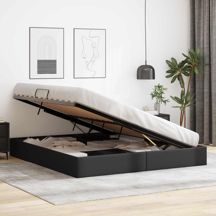 Cadru de pat otoman Negru 180 x 200 cm Piele artificială WALTI