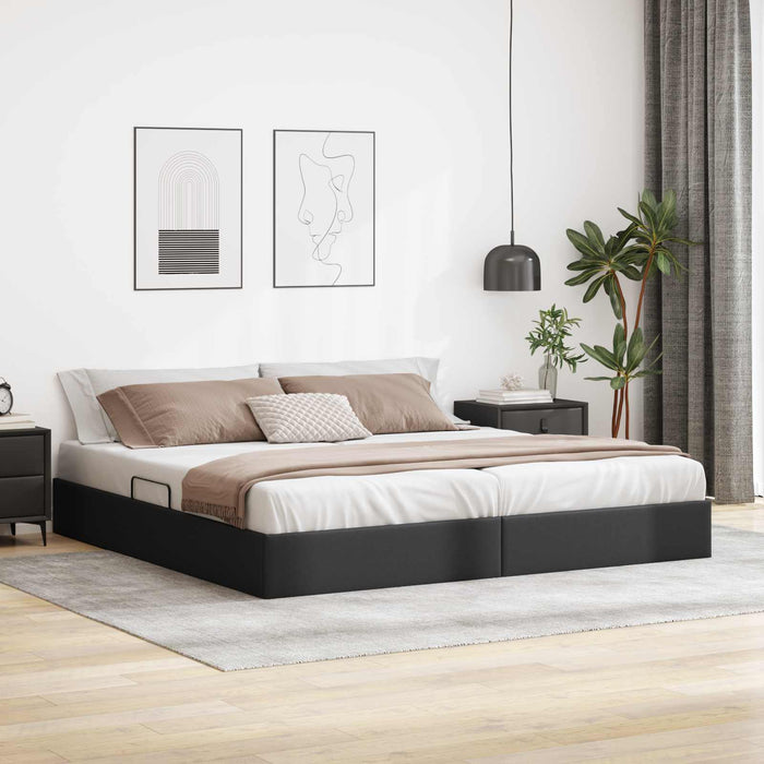 Cadru de pat otoman Negru 200 x 200 cm Piele artificială WALTI