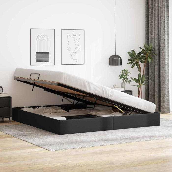 Cadru de pat otoman Negru 200 x 200 cm Piele artificială WALTI