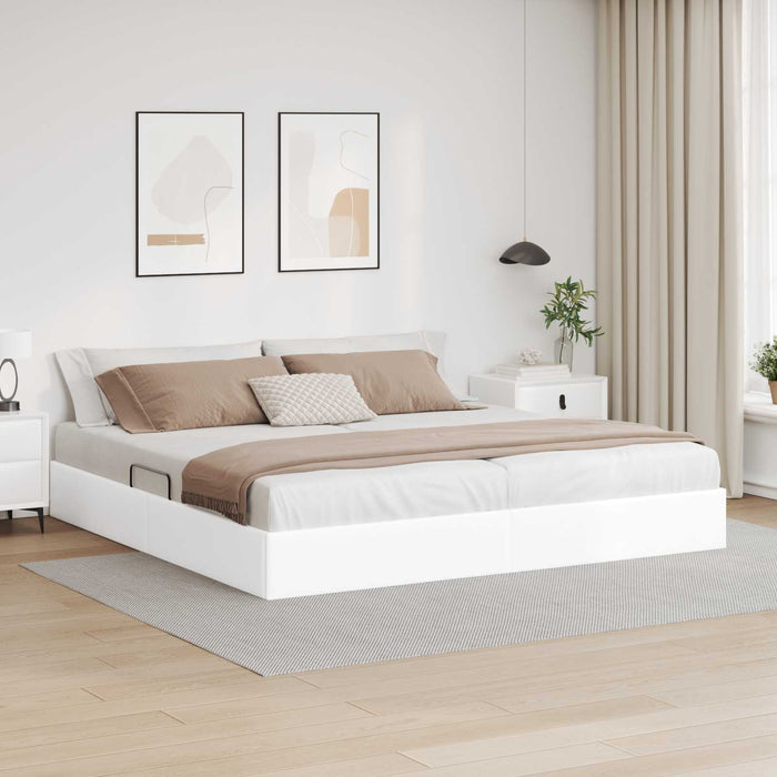 Cadru de pat otoman Alb pur 200 x 200 cm Piele artificială WALTI