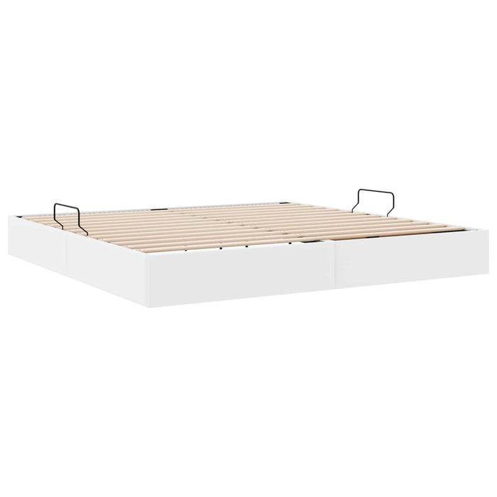 Cadru de pat otoman Alb pur 200 x 200 cm Piele artificială WALTI