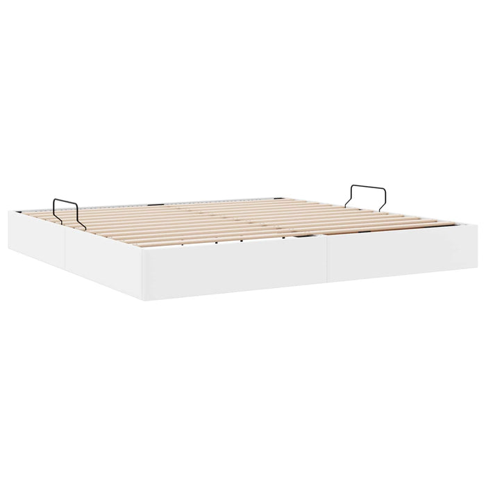 Cadru de pat otoman Alb pur 200 x 200 cm Piele artificială WALTI