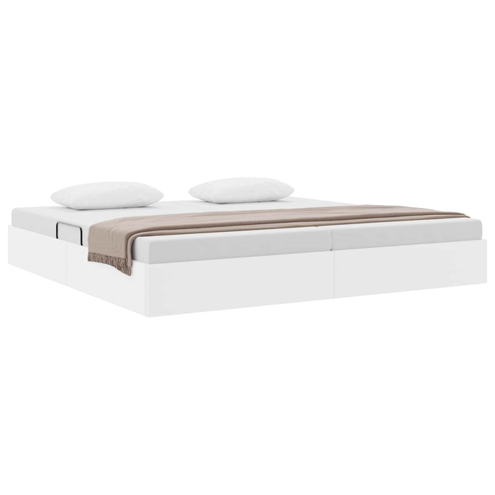 Cadru de pat otoman Alb pur 200 x 200 cm Piele artificială WALTI