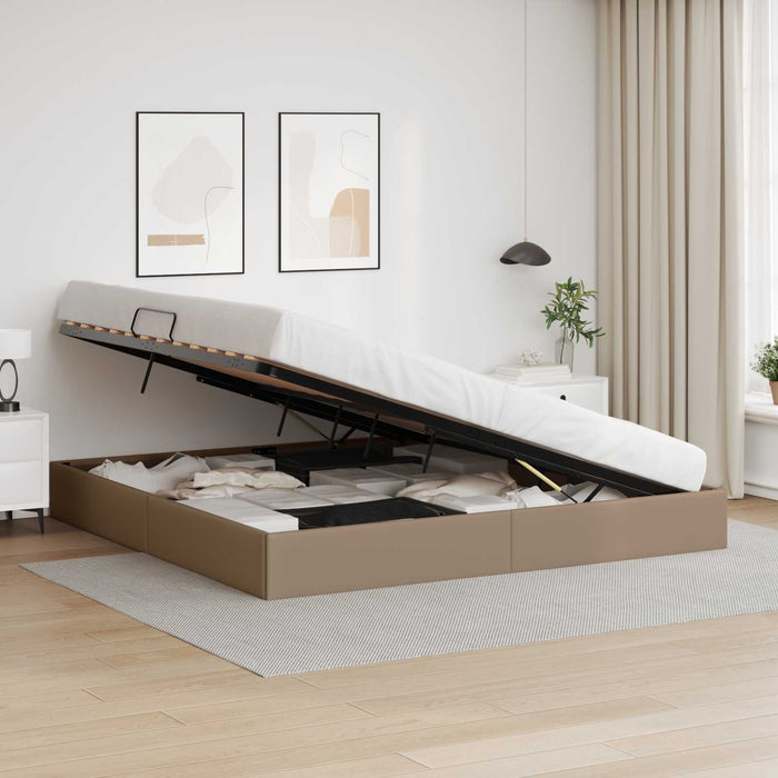 Cadru de pat otoman Cappuccino 200 x 200 cm Piele artificială WALTI