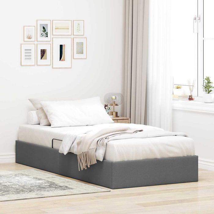 Cadru de pat otoman Gri închis 90 x 190 cm țesătură WALTI