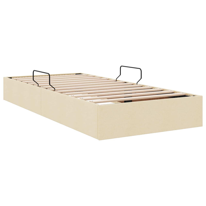 Cadru de pat otoman cu depozitare Crem 90 x 190 cm țesătură WALTI