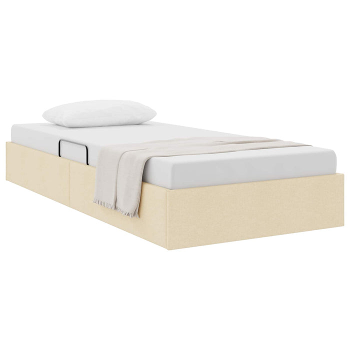 Cadru de pat otoman cu depozitare Crem 90 x 190 cm țesătură WALTI