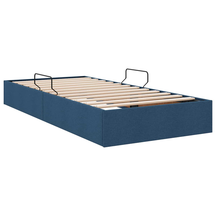 Cadru de pat otoman cu depozitare albastru 90 x 190 cm țesătură WALTI